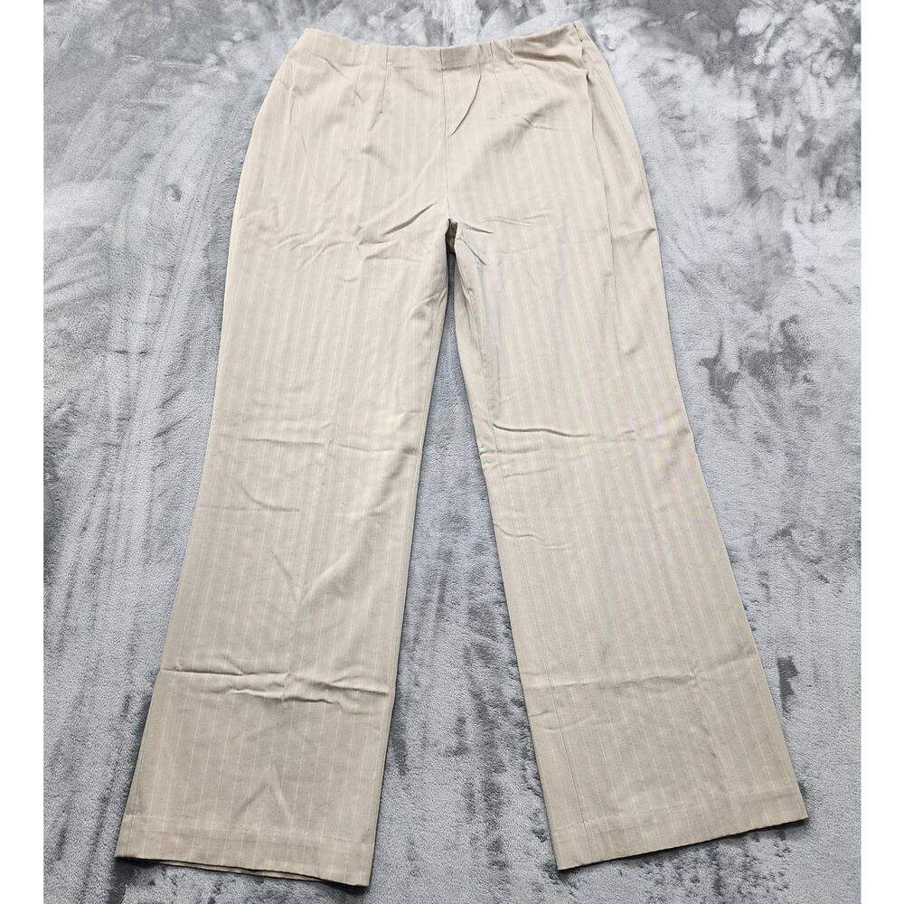East 5th Pants Womens 18 Tan Striped High Rise Flat Front Side Zip Wide Leg